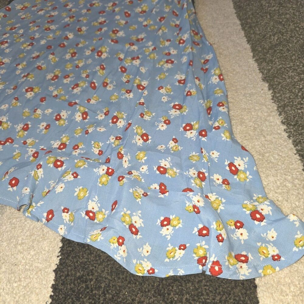 Faithfull the Brand Sky Blue Floral Tie-Sleeve Midi Dress - Picture 5 of 12